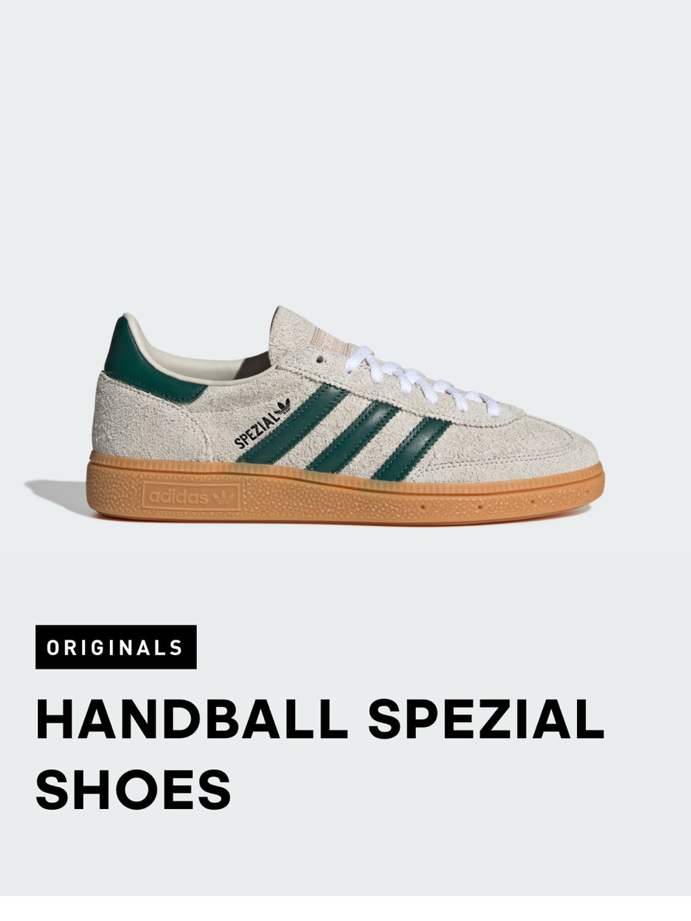 adidas Handball Spezial Sneakers in Cream and Green with Gum Sole
